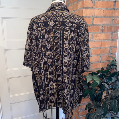 Black and Gold Short Sleeve Button Up