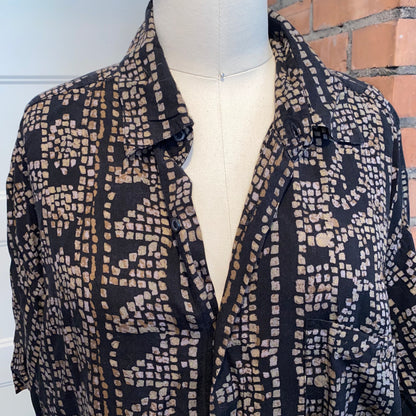 Black and Gold Short Sleeve Button Up