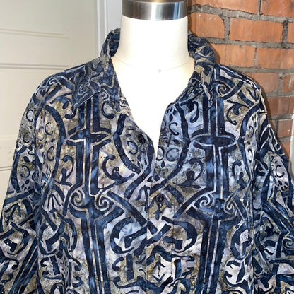 Batik Print Button Up