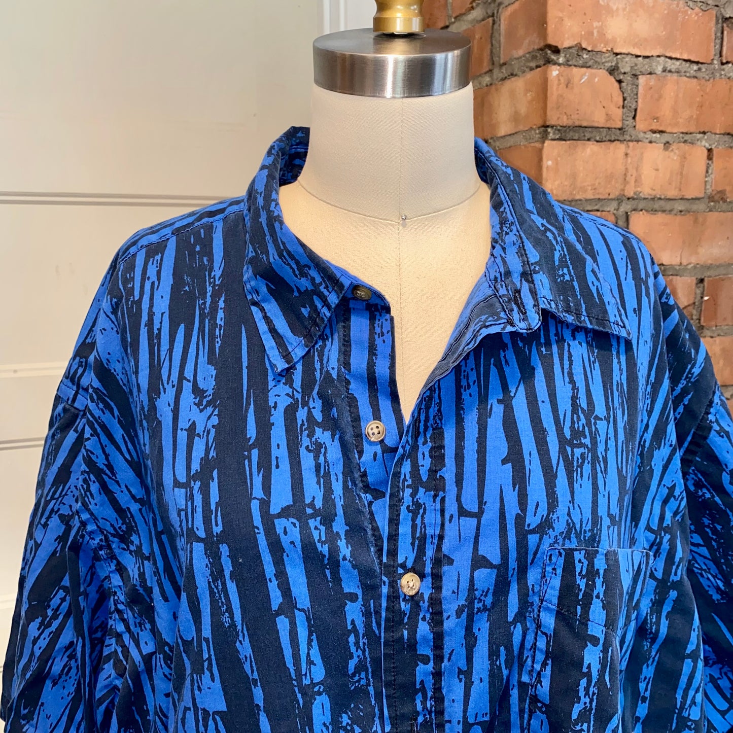 Blue Batik Print Button Up