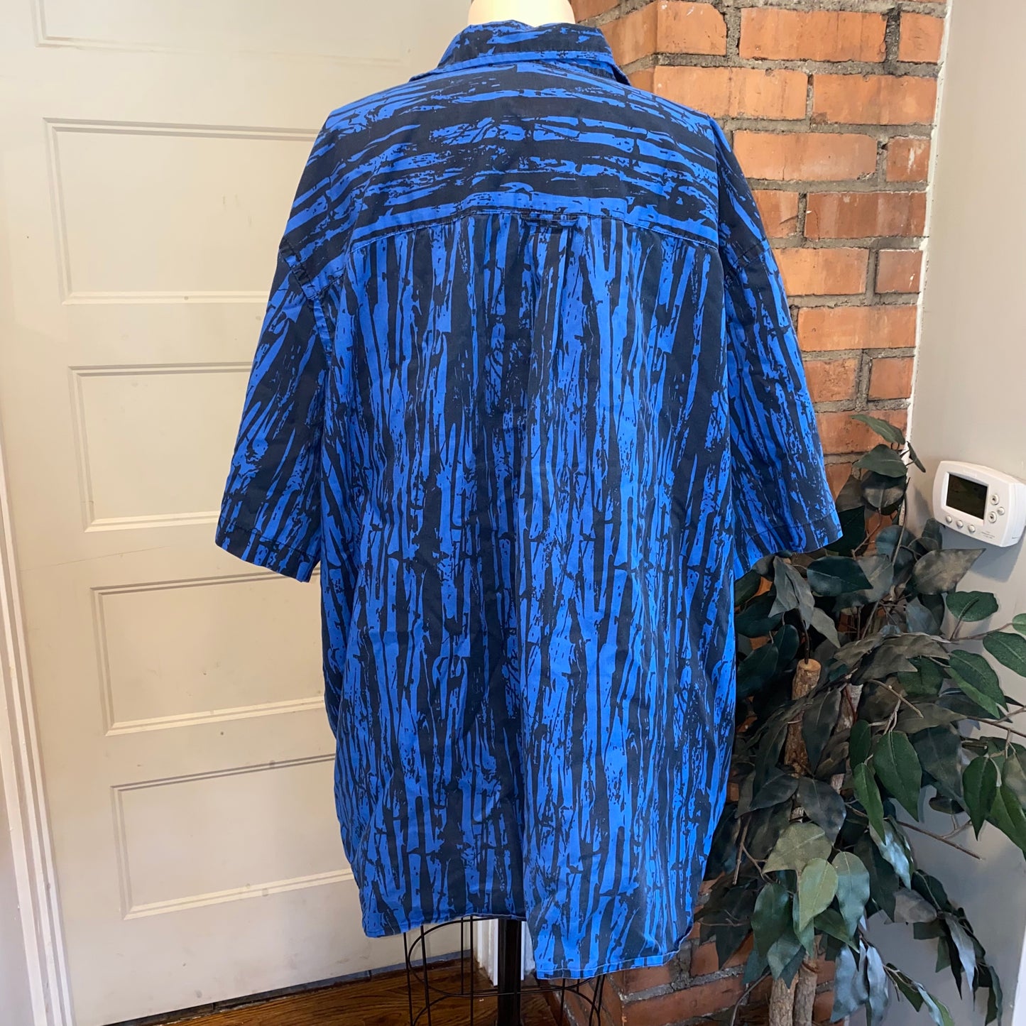 Blue Batik Print Button Up