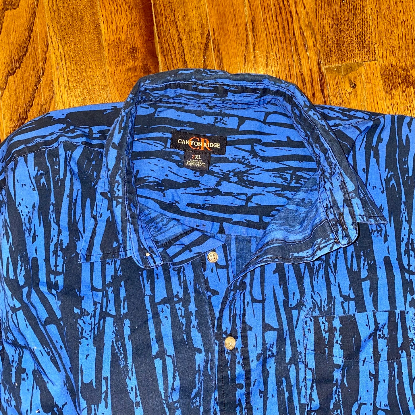 Blue Batik Print Button Up
