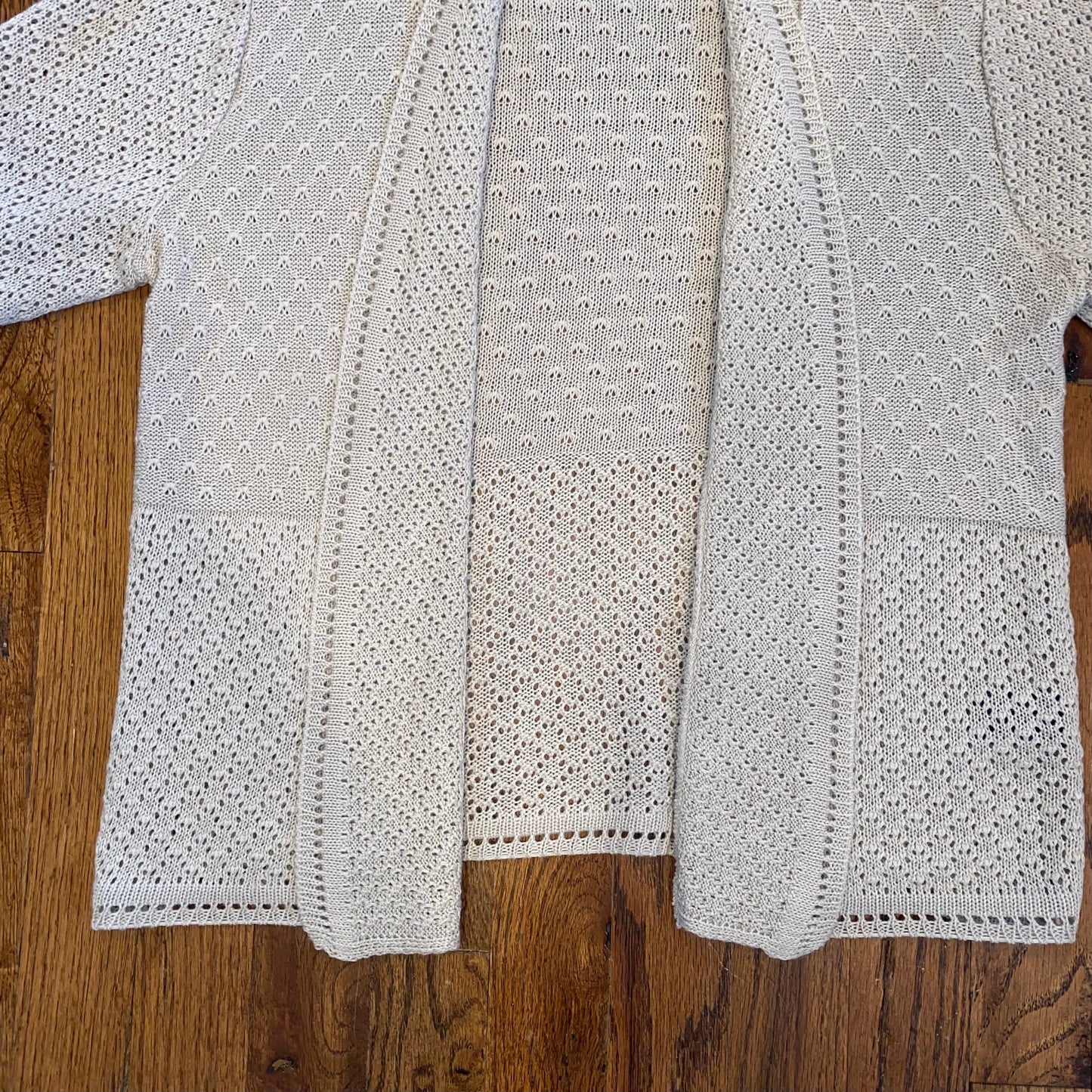 Beige Crochet Short Sleeve Cardigan