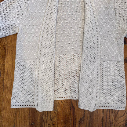 Beige Crochet Short Sleeve Cardigan