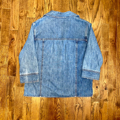 Blue Denim Quarter Sleeve Button Up