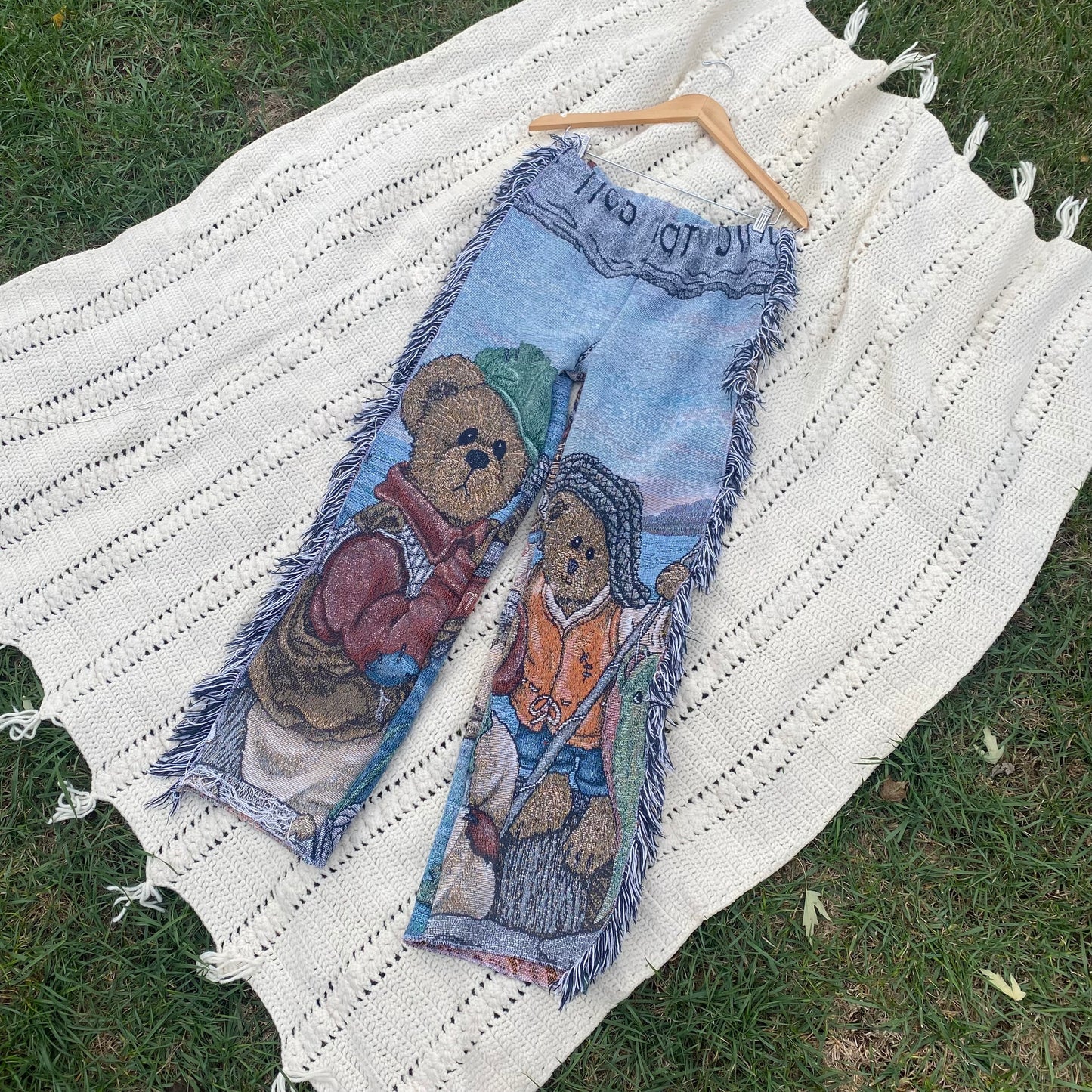 Friendly Teddy Bear Blanket Pants - Medium