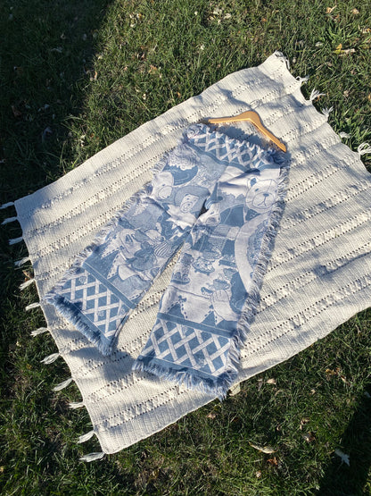Blue and White Teddy Bear Blanket Pants - Size XL