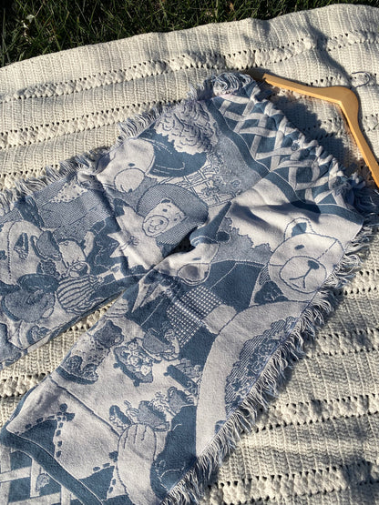 Blue and White Teddy Bear Blanket Pants - Size XL