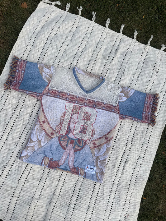 Angel Upcycled Tapestry Jersey Size Large Oversize