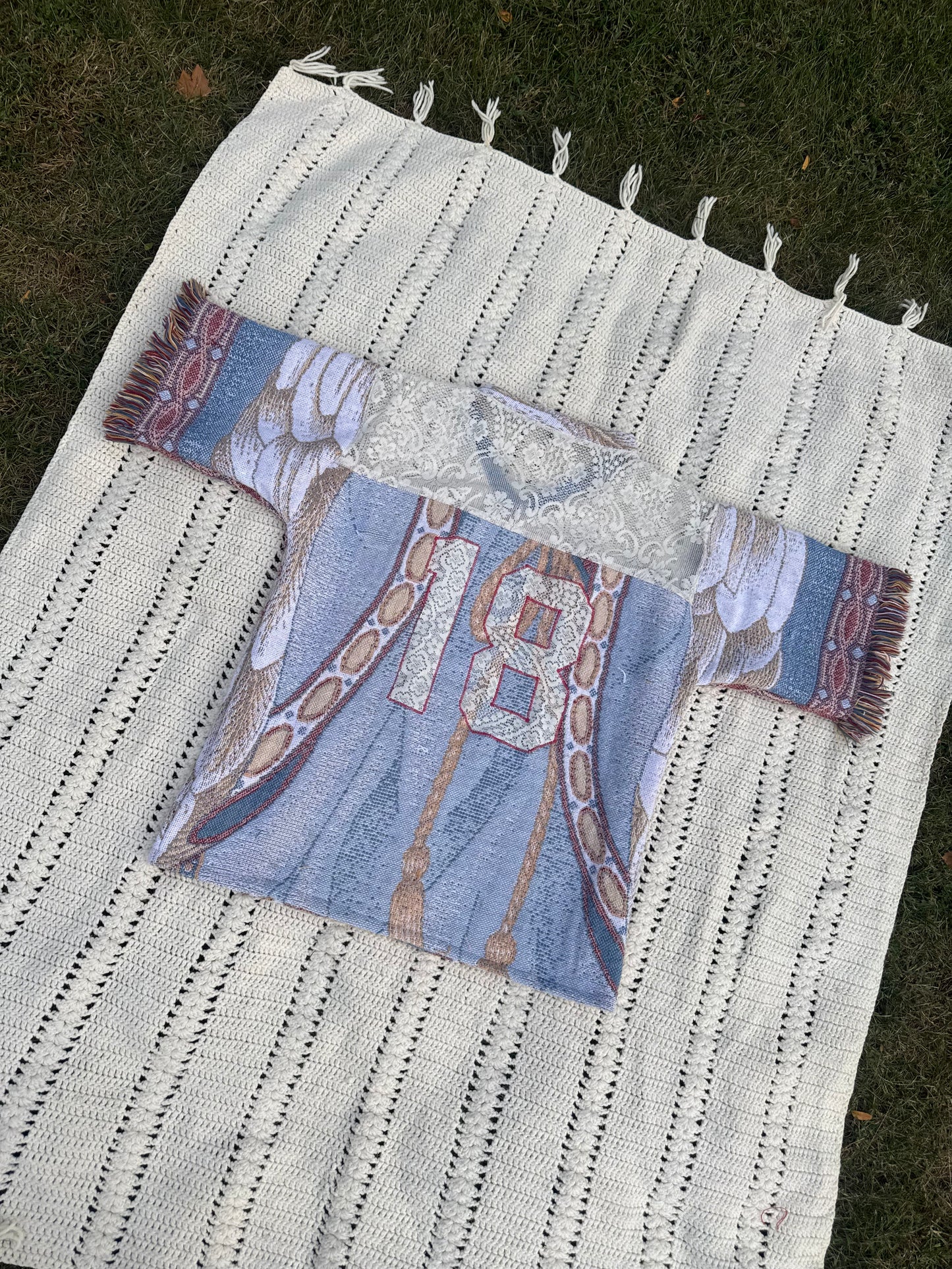 Angel Upcycled Tapestry Jersey Size Large Oversize