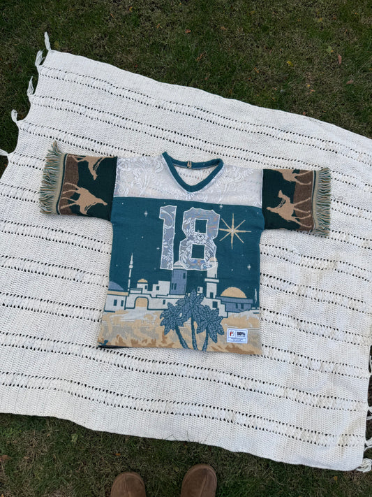 Camel Gold Upcycled Tapestry Jersey Size Medium Oversize