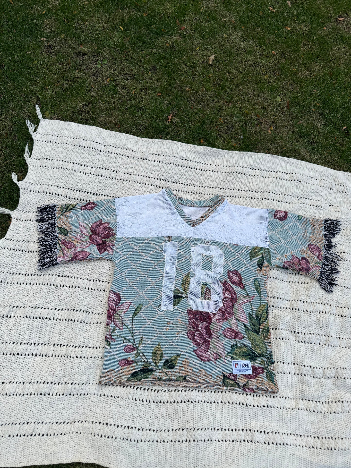Floral Upcycled Tapestry Jersey Size 2XL Oversize