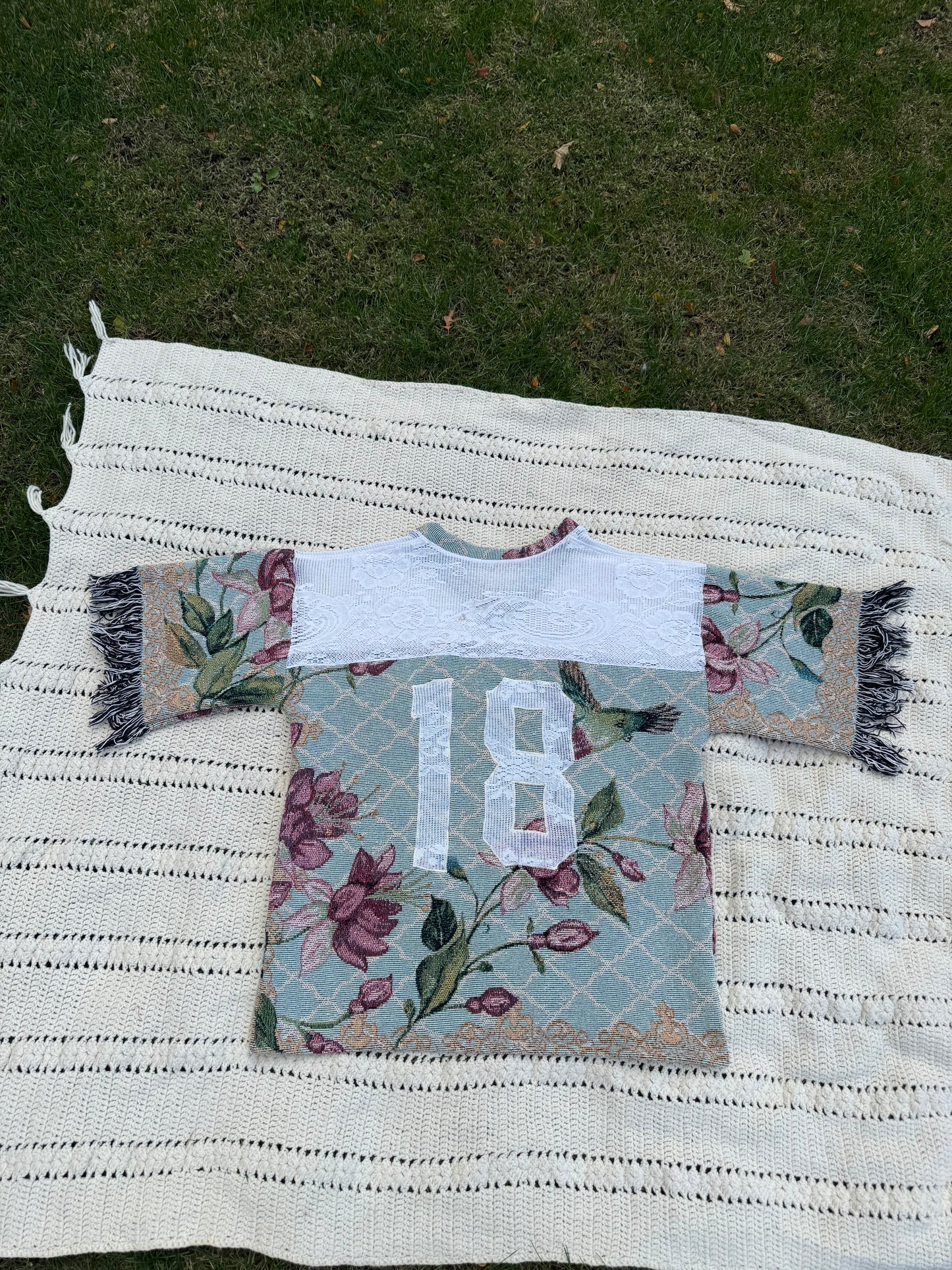 Floral Upcycled Tapestry Jersey Size 2XL Oversize
