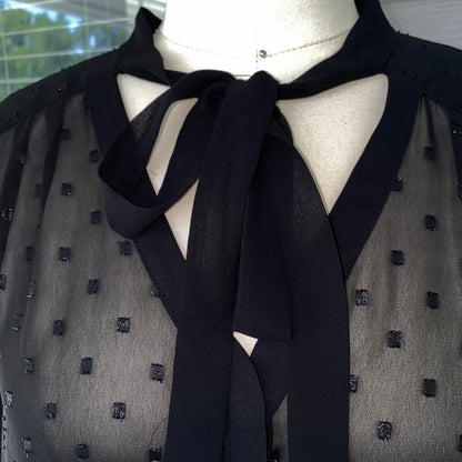 Polka Dot Mesh Blouse