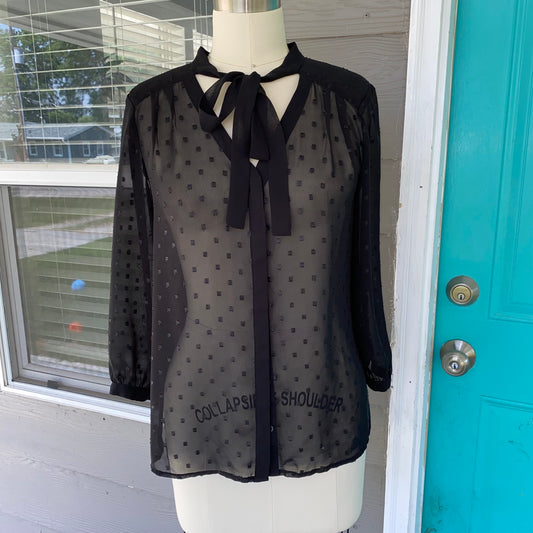 Polka Dot Mesh Blouse