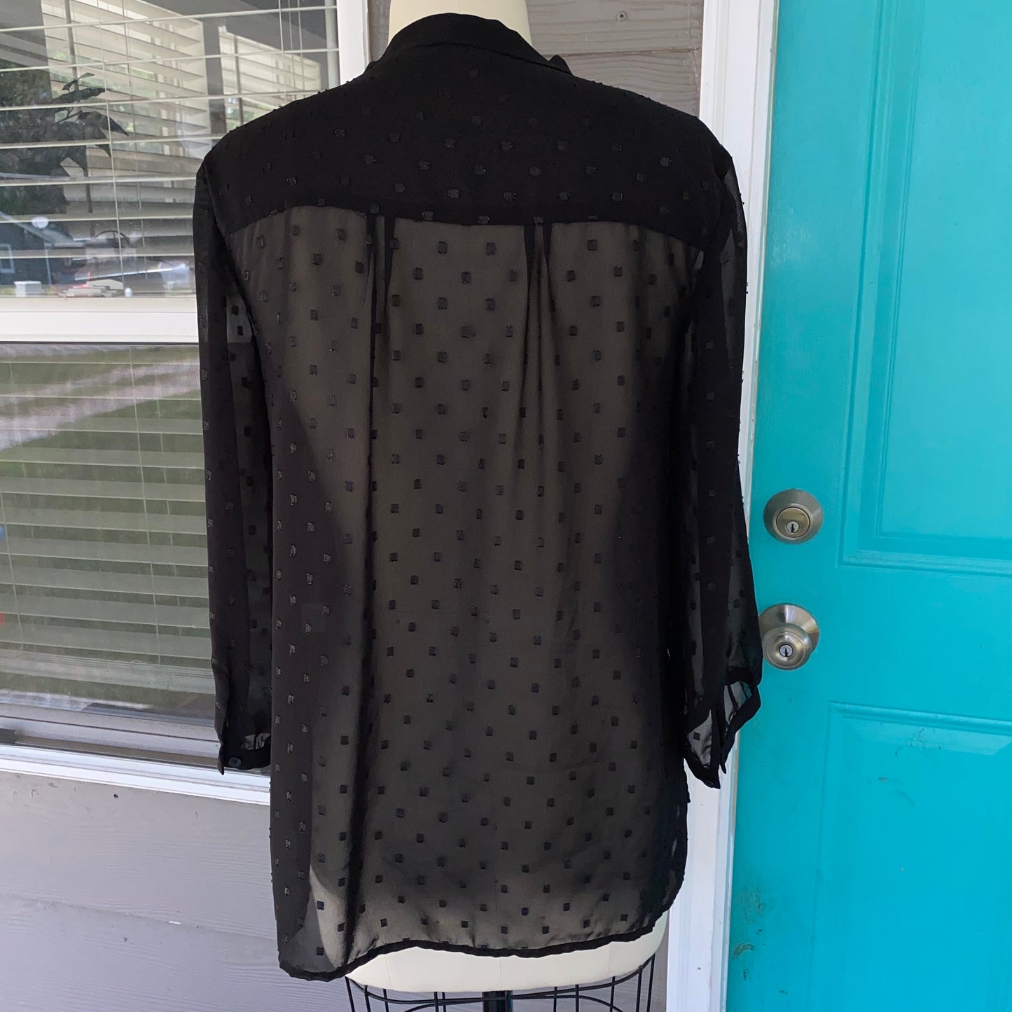 Polka Dot Mesh Blouse