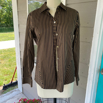 Striped Black and Gold Long Sleeve Button Up