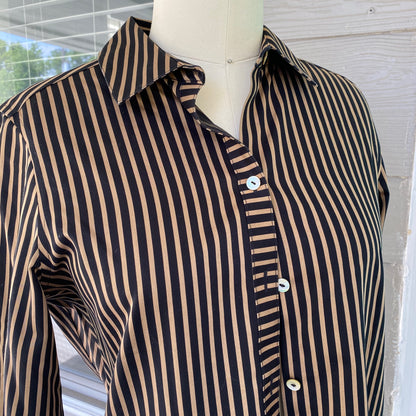 Striped Black and Gold Long Sleeve Button Up