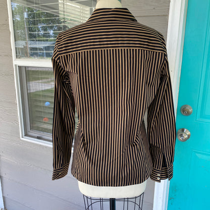 Striped Black and Gold Long Sleeve Button Up