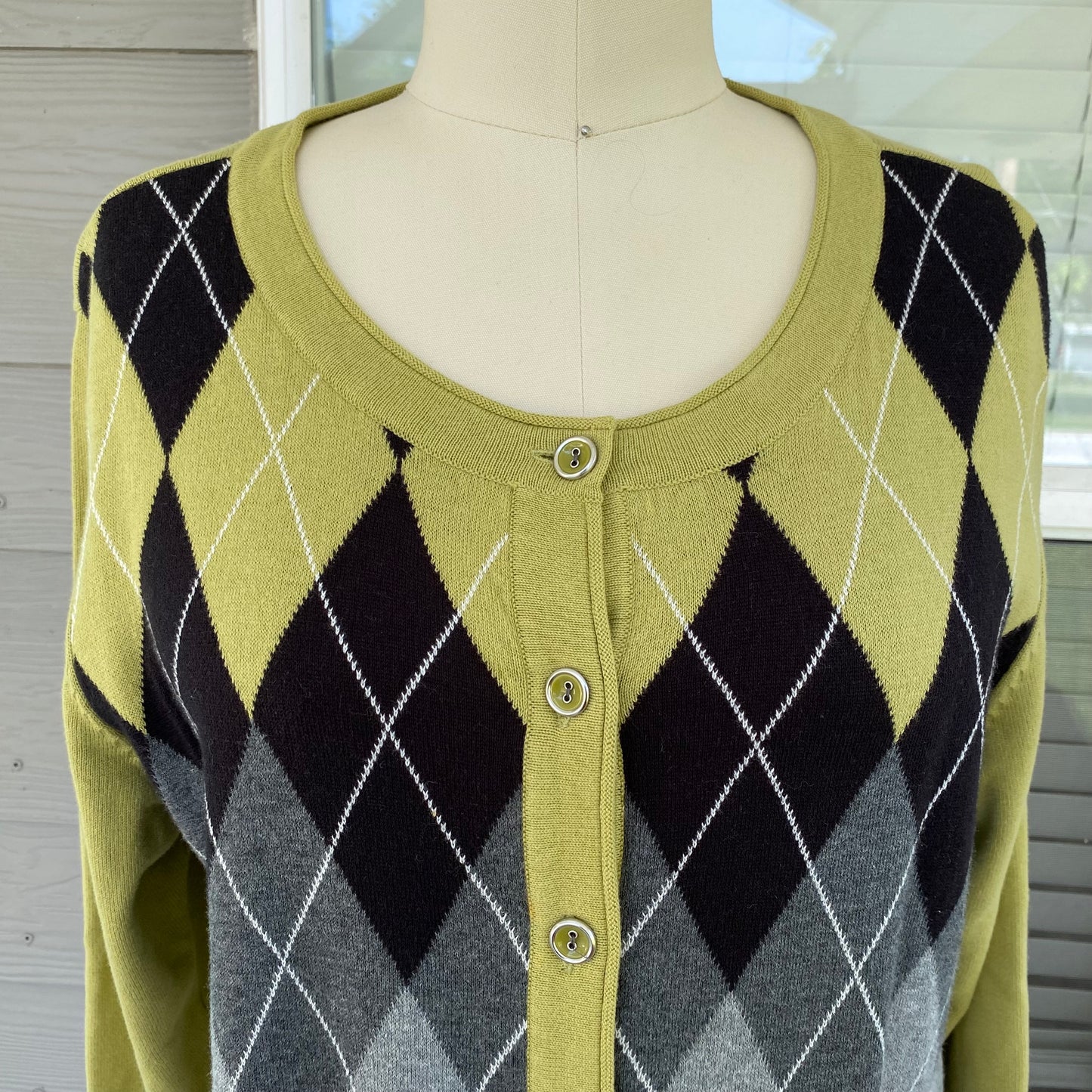 Green Plaid Cardigan