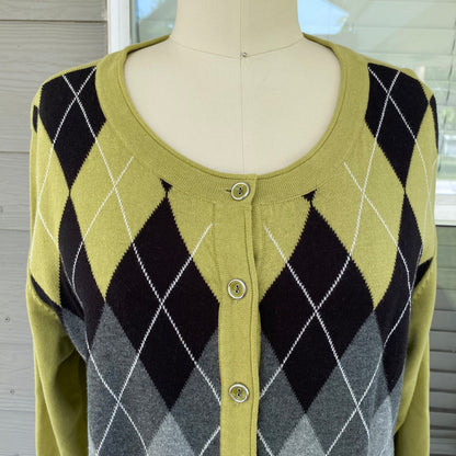 Green Plaid Cardigan