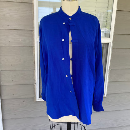 Vintage Blue Silk Button Up