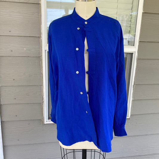 Vintage Blue Silk Button Up