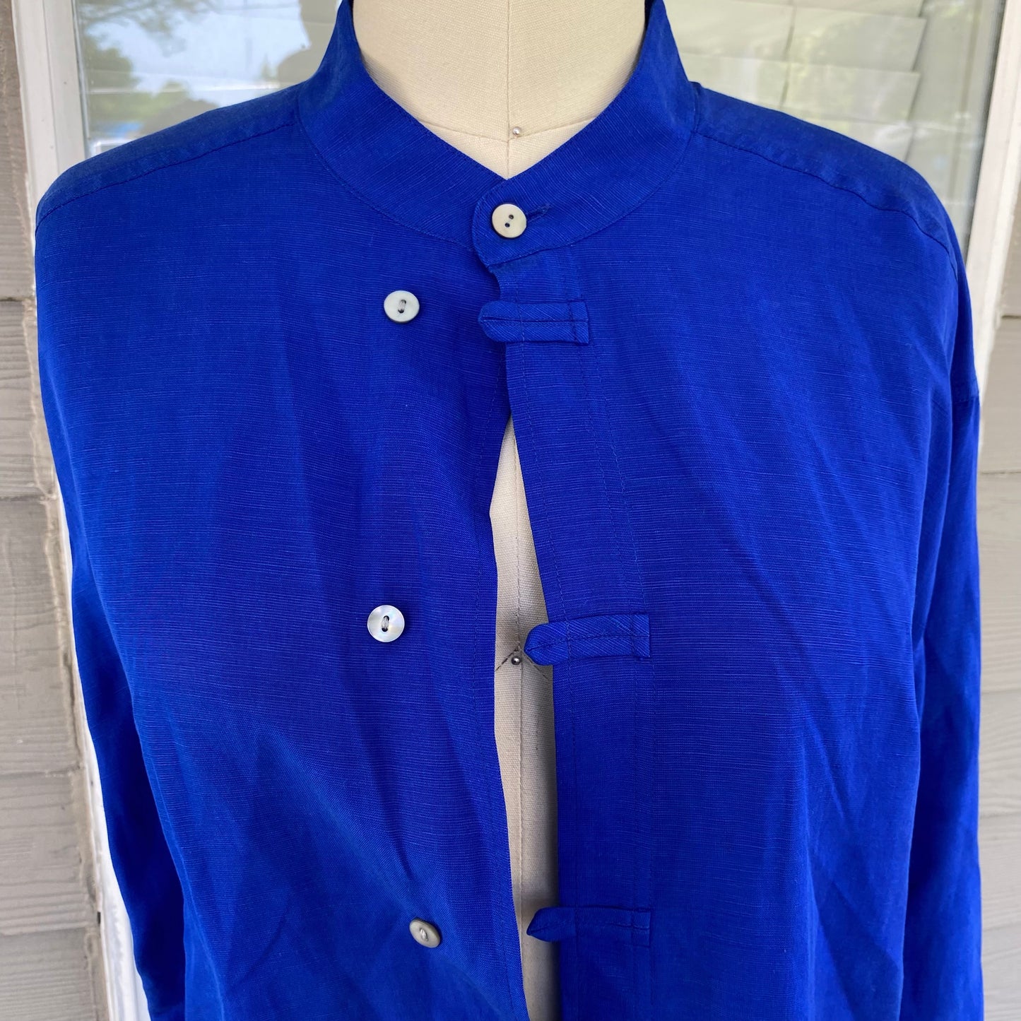 Vintage Blue Silk Button Up