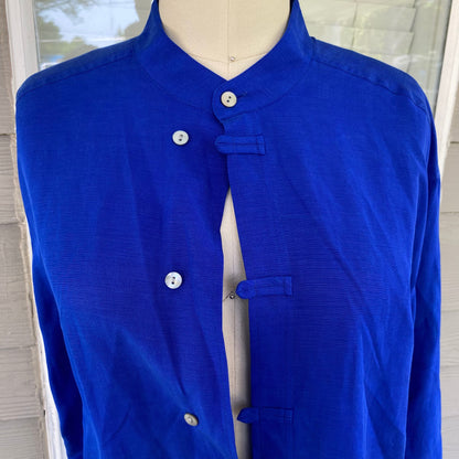 Vintage Blue Silk Button Up