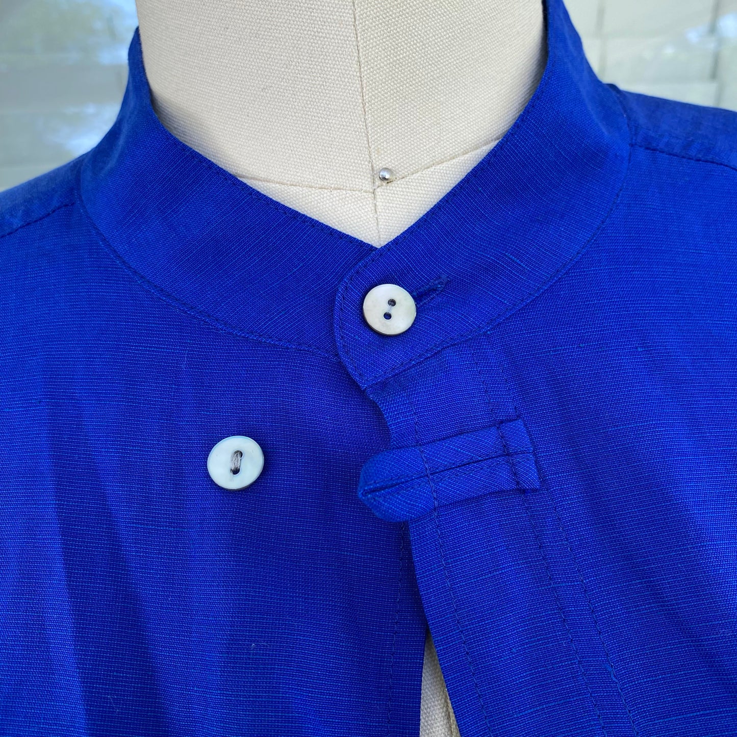 Vintage Blue Silk Button Up