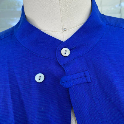 Vintage Blue Silk Button Up