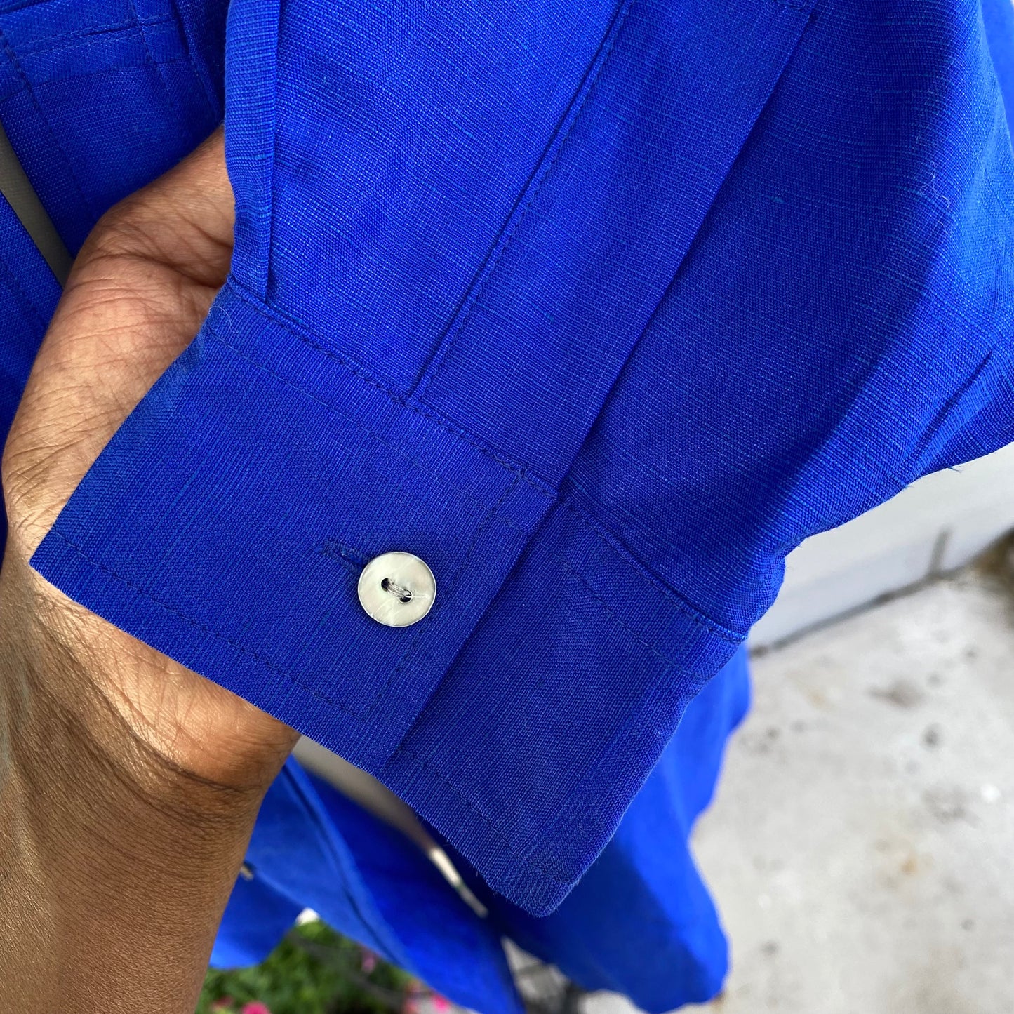 Vintage Blue Silk Button Up