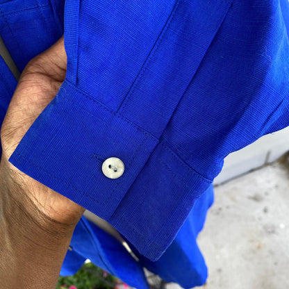 Vintage Blue Silk Button Up