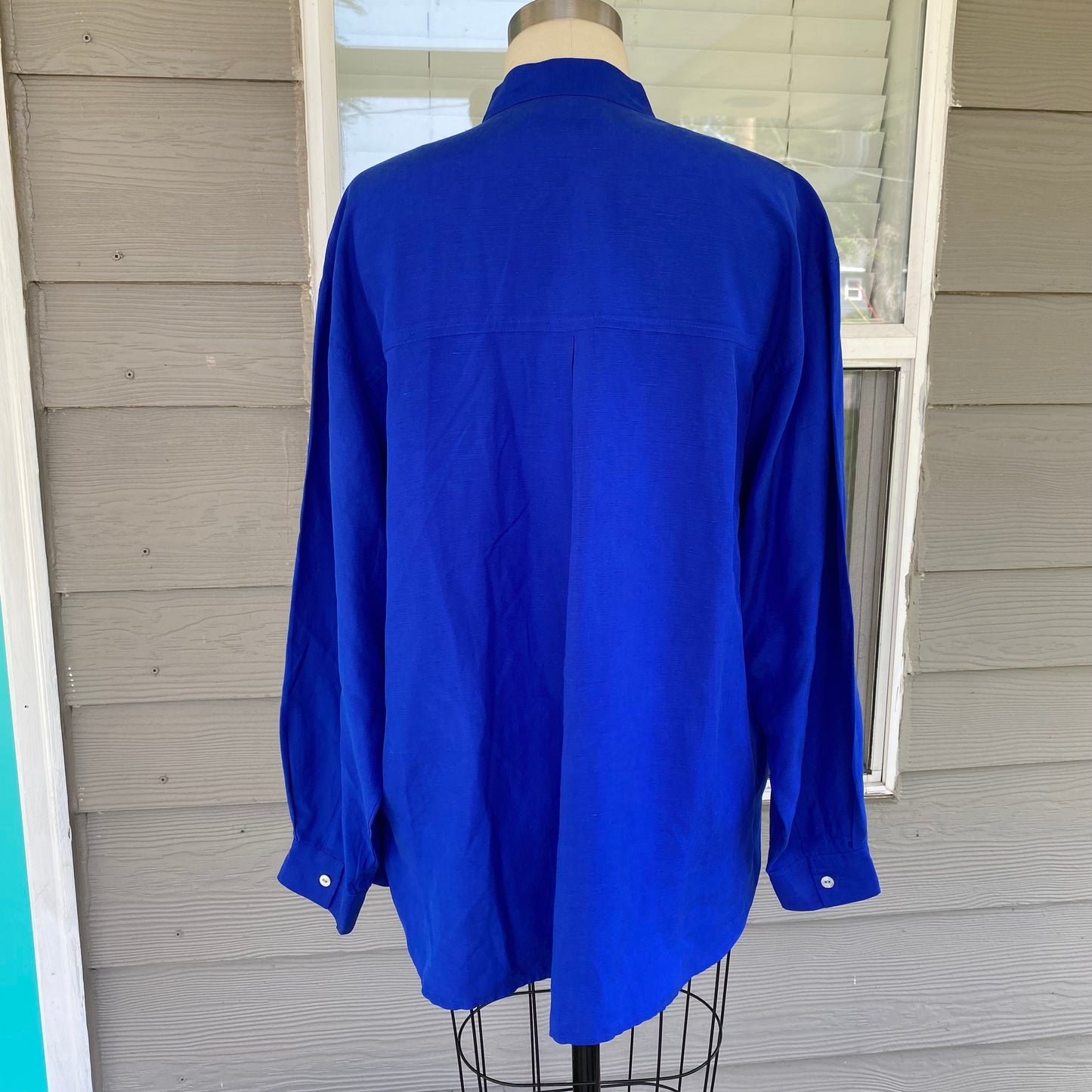 Vintage Blue Silk Button Up