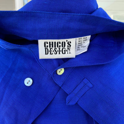 Vintage Blue Silk Button Up