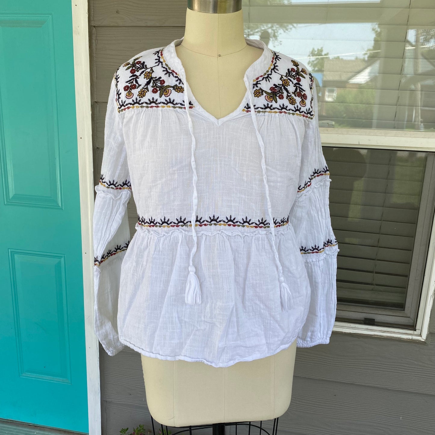 Embroidered Linen Blouse
