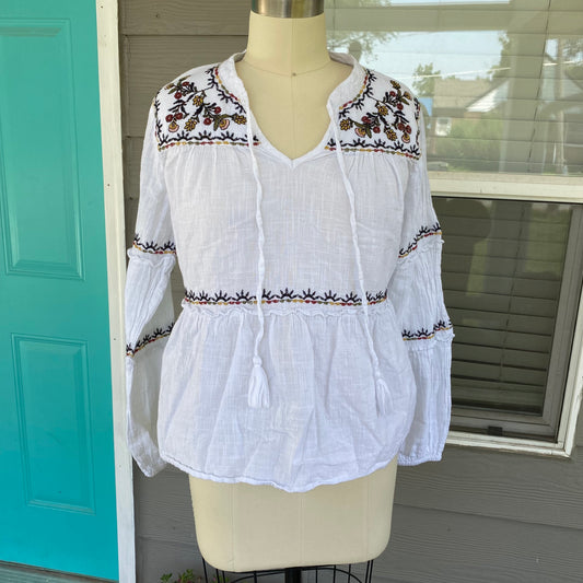 Embroidered Linen Blouse