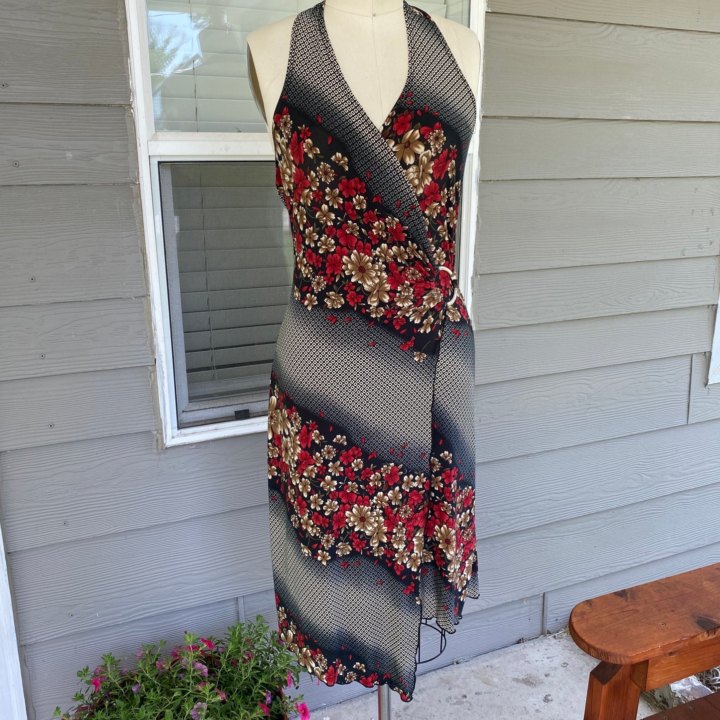 Vintage Floral Halter Dress