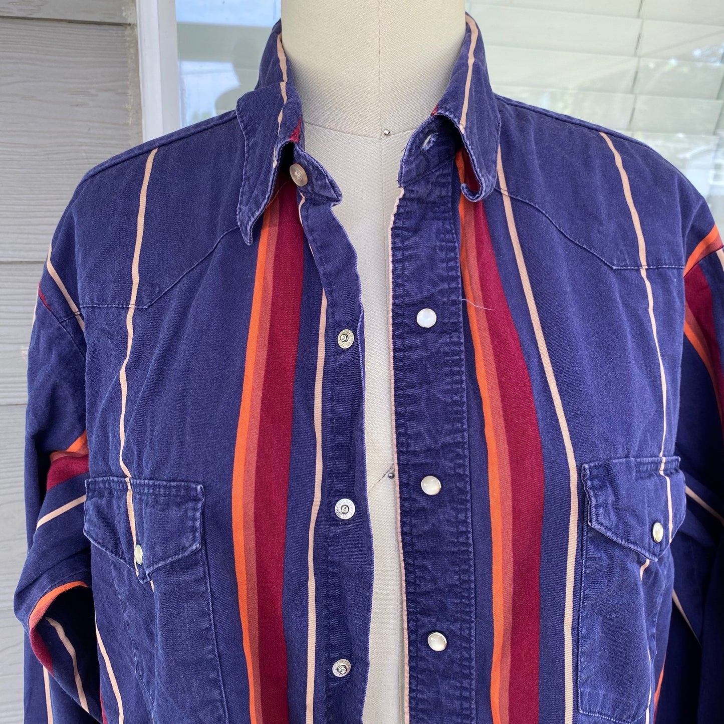 Vintage Indigo Striped Button Up
