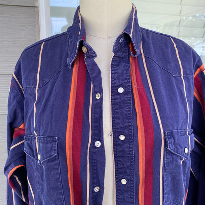 Vintage Indigo Striped Button Up