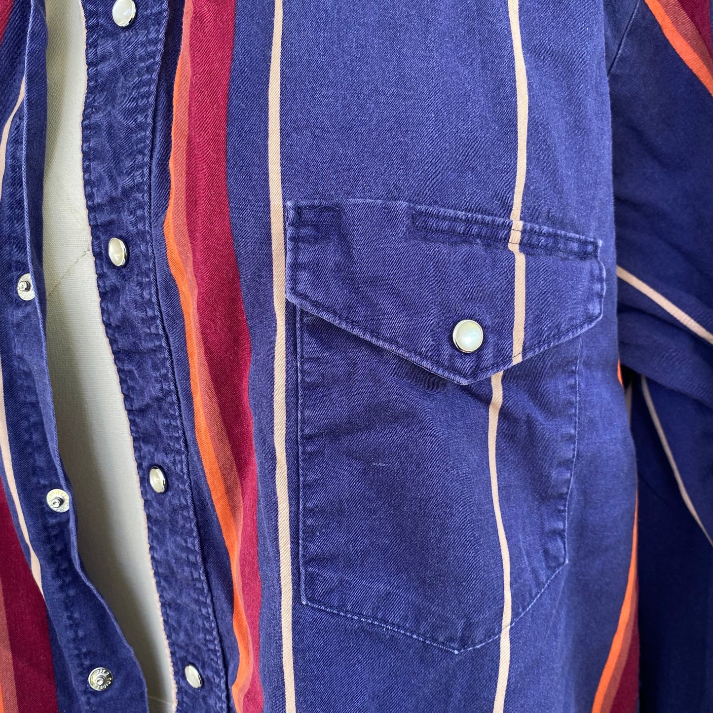 Vintage Indigo Striped Button Up