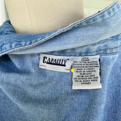 Vintage Embroidered Denim Button Up