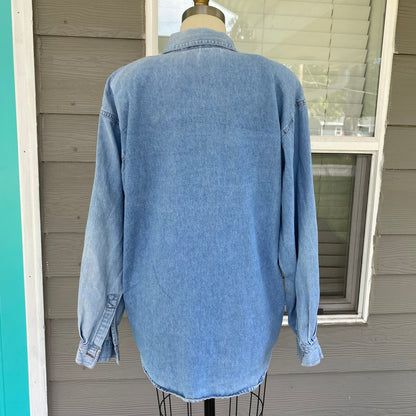 Vintage Embroidered Denim Button Up