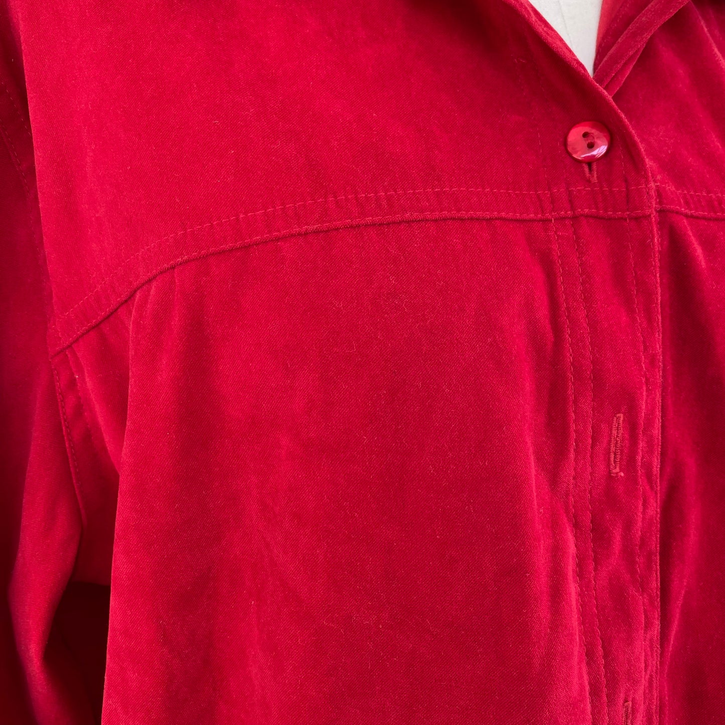 Red Suede Button Up