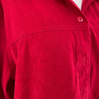 Red Suede Button Up