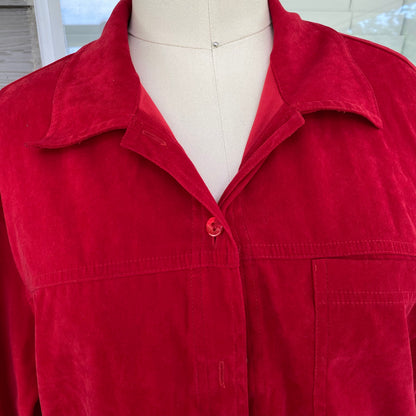 Red Suede Button Up