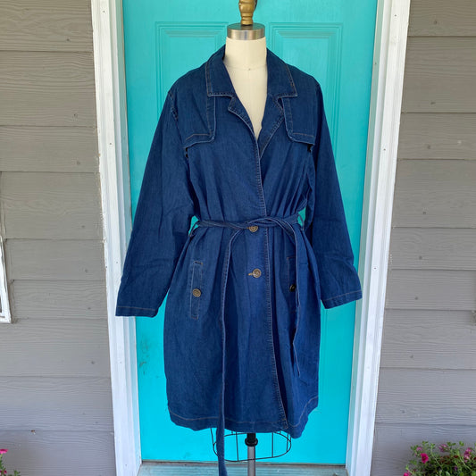 Dark Wash Denim Trench Coat