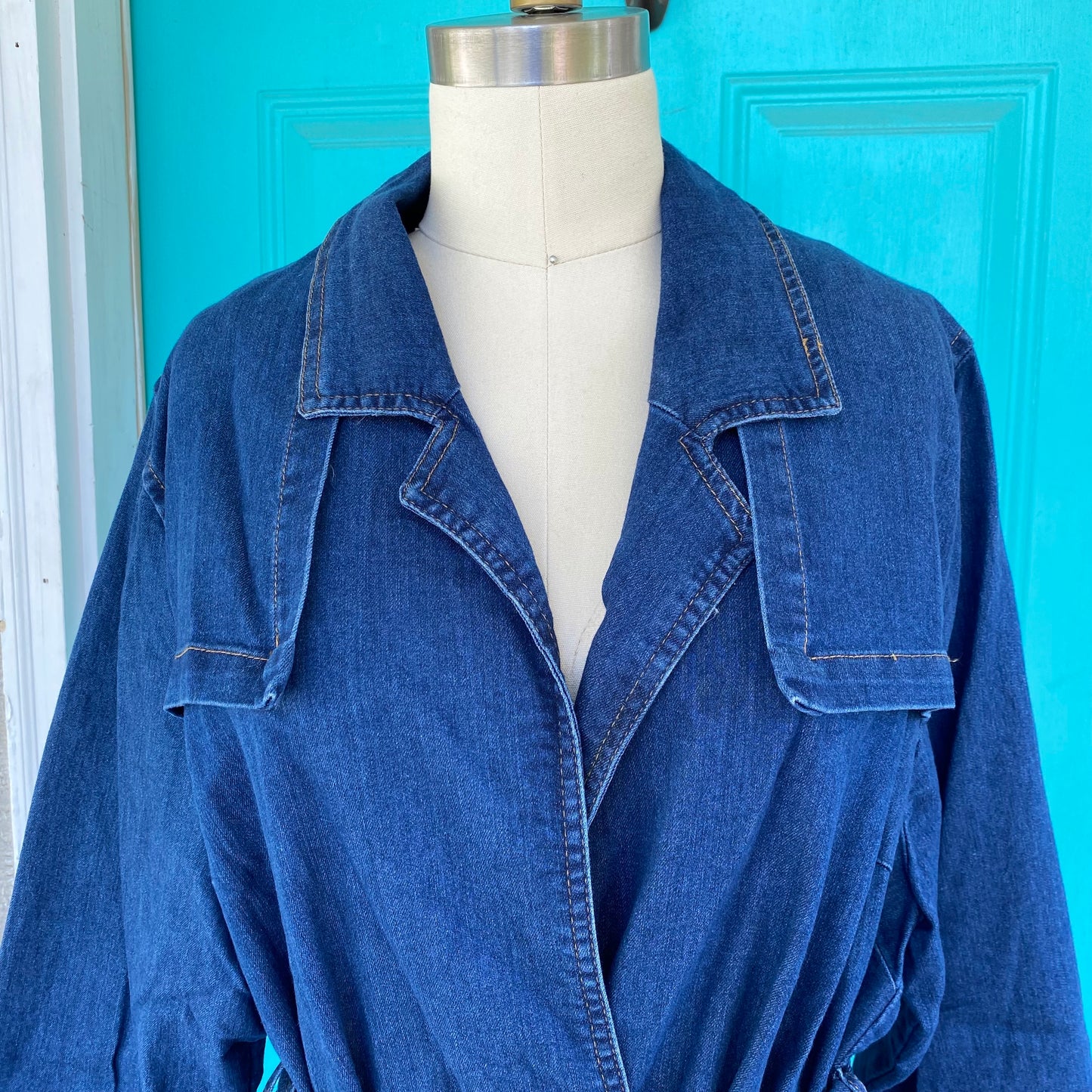 Dark Wash Denim Trench Coat