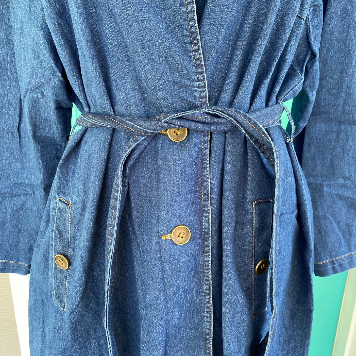Dark Wash Denim Trench Coat