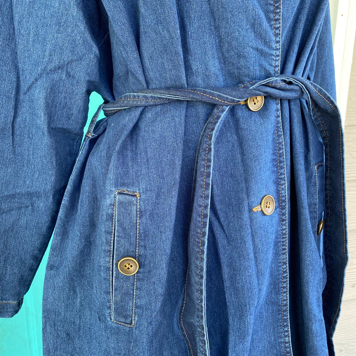 Dark Wash Denim Trench Coat